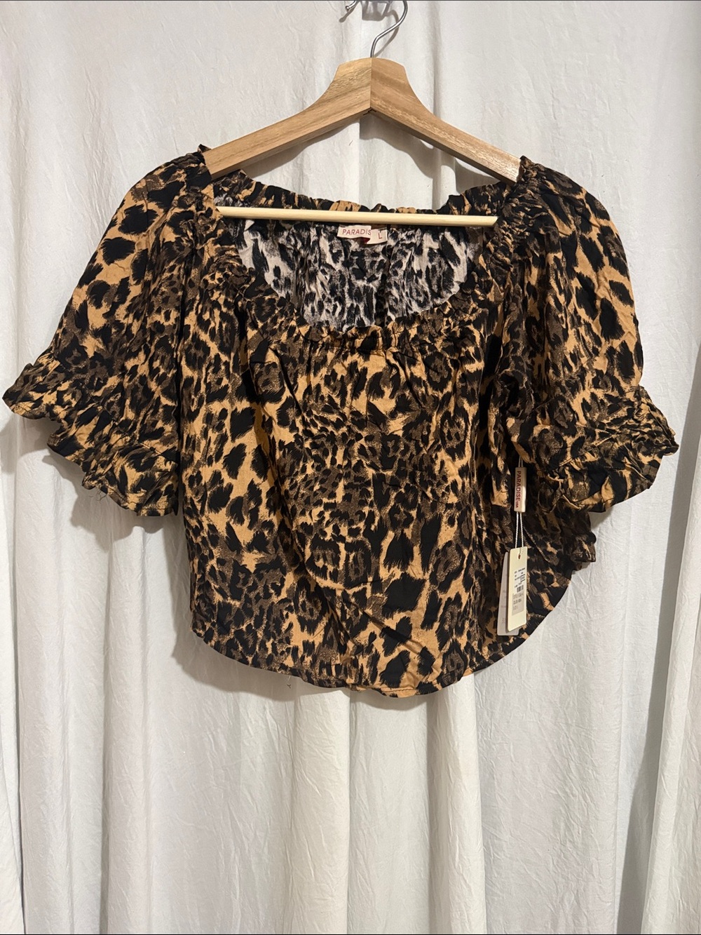 Paradise Leopard Print Puff Sleeve Top - Brown/Black